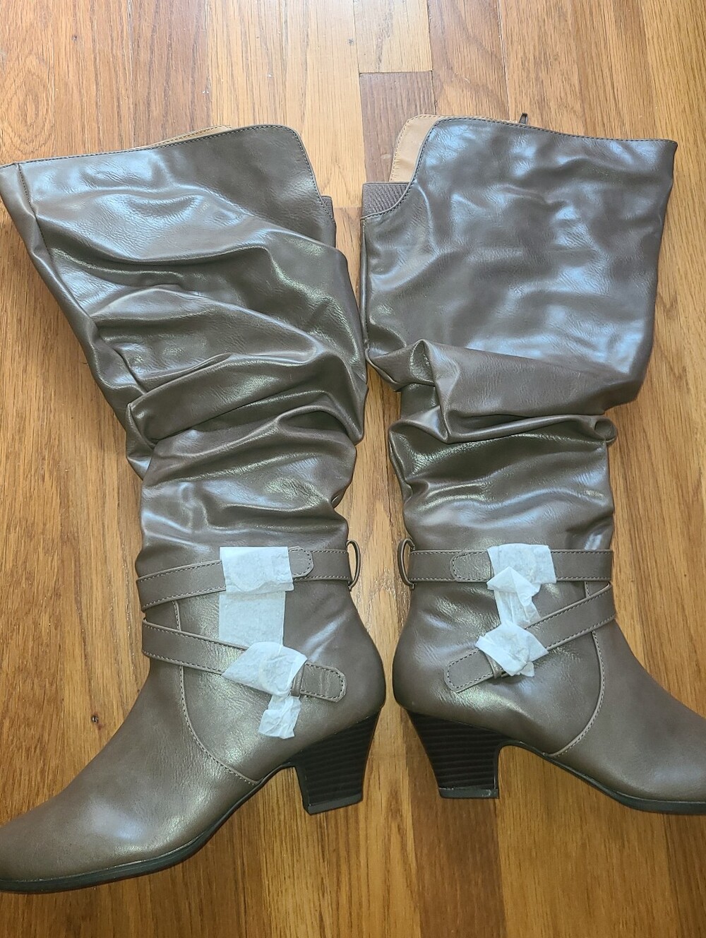 Comfortview Women's Taupe Wide-Calf Mid-Calf Slouch Boots Sz 8 1/2